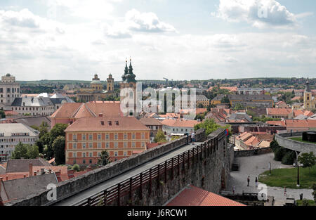 View over the town of Eger, Hungary from Castle of Eger. Stock Photo