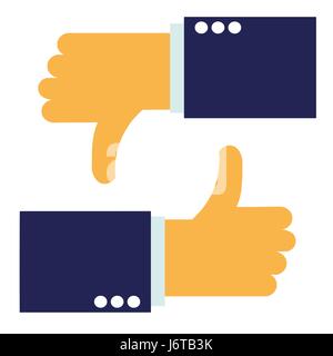 up and down hands vector - thumbs up - like and dislike icon Stock Vector