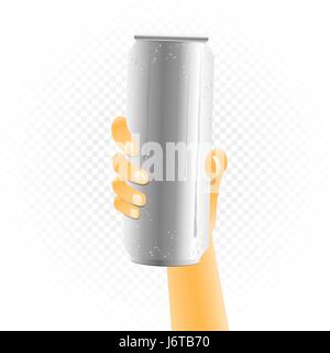 Big can drink in hand Stock Vector