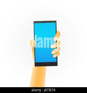 Black smartphone in hand Stock Vector