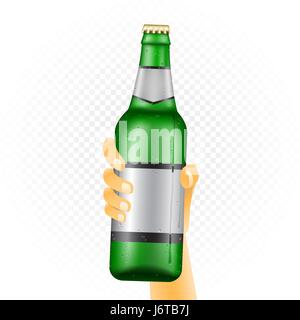 Large beer bottle in hand Stock Vector