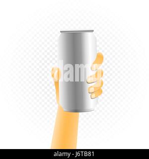 Small can drink in hand Stock Vector