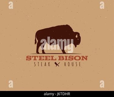 BBQ party typography poster template in retro old style. Offset and letterpress design. Letter press label, emblem. Isolated on scratched background Stock Vector