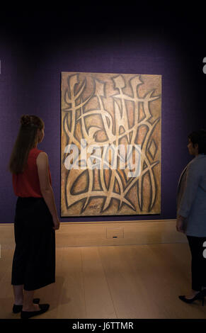 Mayfair,UK,22nd May 2017,A photo call for Pakistan Art took place at Bonhams in New Bond Street. SADEQUAIN (Pakistan, 1937-1987) Four Musicians £35,000 - 45,000 was on show©Keith Larby/Alamy Live News Stock Photo
