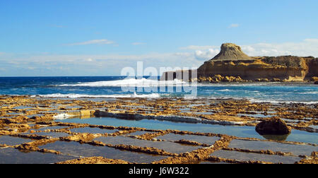 green malta salt water sea ocean water salt green waves water mediterranean Stock Photo