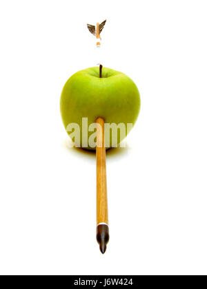 hit arc apples apple winner aim goal shoot arcs success victory win arrow hit Stock Photo