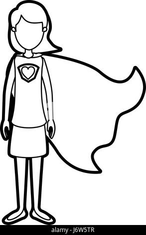 Super Mom, Super Woman, Hero Icon Set In Thin Line Style Клипарты