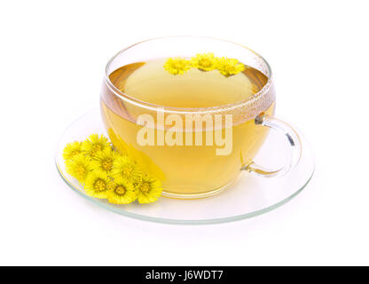 cup tea herb tea foalfoot yellow cup glass chalice tumbler tea drink optional Stock Photo