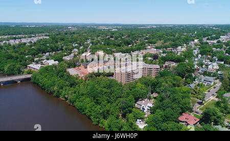 Aerial view of Highland Park, New Jersey near Raritan River Stock Photo