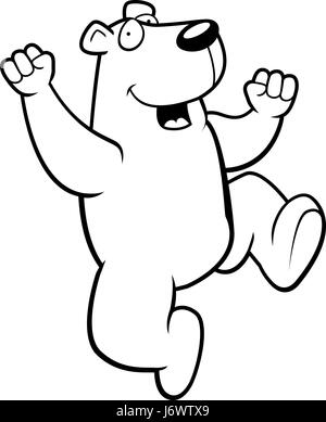 A happy cartoon polar bear jumping and smiling. Stock Vector