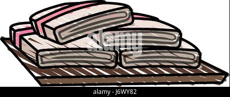 color crayon stripe cartoon set of folded towels Stock Vector