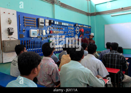 Group of youths attend in training room at technical training centre. Dhaka, Bangladesh. Stock Photo