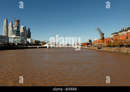 Puente de la Mujer, Puerto Madero, Buenos Aires, Argentina. Tango bridge over the docks. Stock Photo