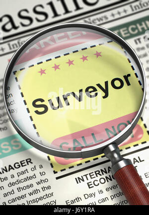 We are Hiring Surveyor. 3D. Stock Photo