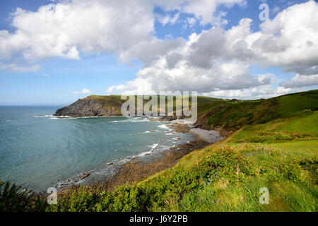 The cliffs and beach at Crackington Haven from Tremoutha Haven on the north coast of Cornwall Stock Photo