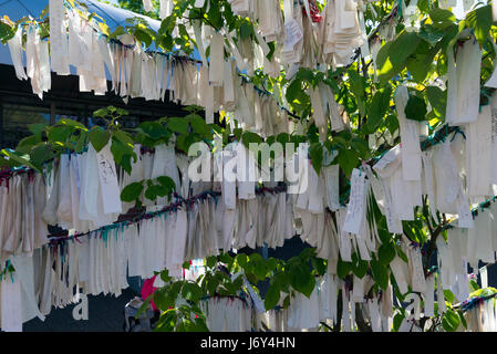 THE HAGUE, NETHERLANDS - MAY 5, 2016: IMAGINE PEACE Wish Tree in The Peace Palace in The Hague, Netherlands, which is the seat of the International Co Stock Photo