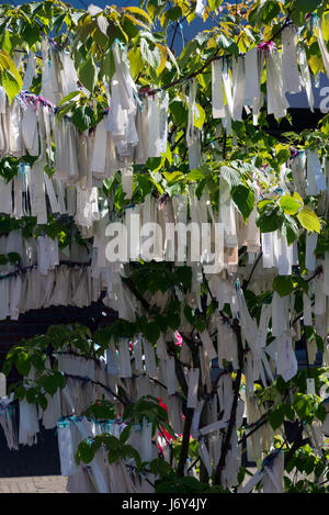 THE HAGUE, NETHERLANDS - MAY 5, 2016: IMAGINE PEACE Wish Tree in The Peace Palace in The Hague, Netherlands, which is the seat of the International Co Stock Photo