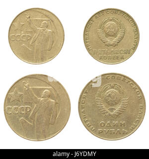 russia russian revolution communism isolated coin vintage retro collection Stock Photo