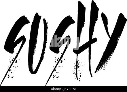 Sushy text banner in black lettesr on white background Stock Vector