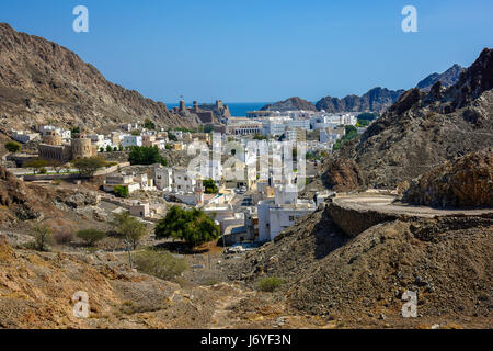 Oman Muscat The Old City with the Sultanâ's palace Stock Photo