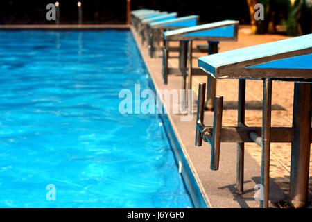 Photo of diving platforms at a swimming pool Stock Photo