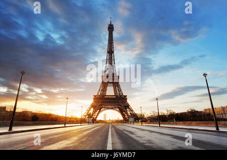 Paris, Eiffel tower at sunrise. Stock Photo