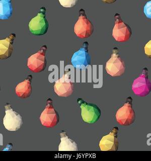 low poly light bulb. Seamless pattern Stock Vector