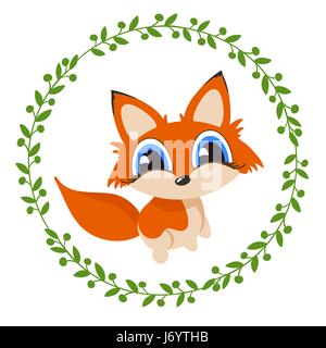 Cute fox cartoon Stock Vector