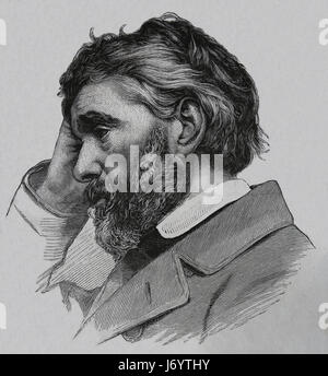 Thomas Carlyle (1795-1881). Scottish philosopher and historian. Engraving, 19th cent. Our Century,1883. Stock Photo