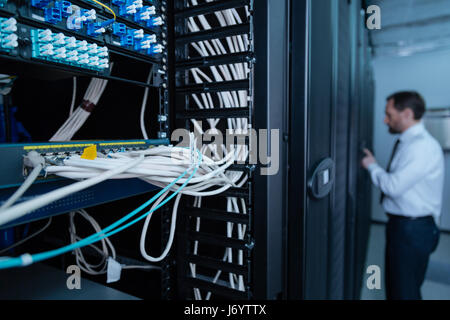 Selective focus of internet wires Stock Photo