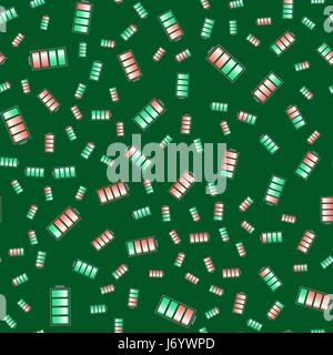 Different Charge of Battery Seamless Pattern Stock Vector