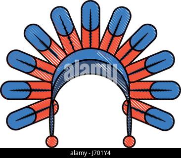 native American feather hat Stock Vector