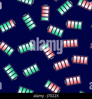 Different Charge of Battery Seamless Pattern Stock Vector