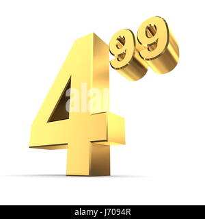 four golden number price gold type model build big large enormous extreme Stock Photo