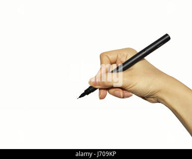 hand write wrote writing writes isolated female font typography document sign Stock Photo