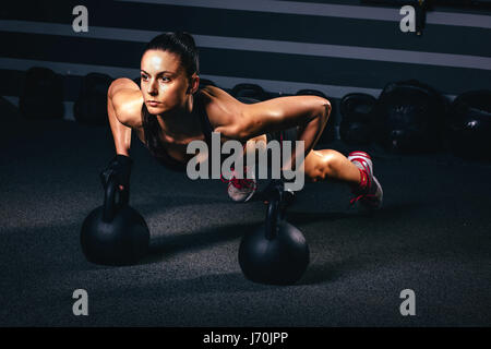Crossfit training with kettle bell Stock Photo