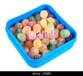 Montpensier. Hard candies in a box isolated on white background Stock Photo