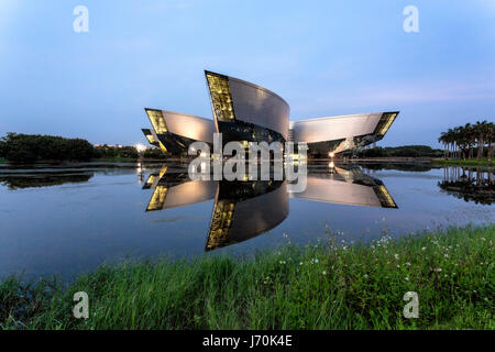 May 2017 - Guangzhou, China. View of Guangzhou Science Museum at sunset. Stock Photo