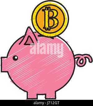 nice pig to save coin currency broken Stock Vector