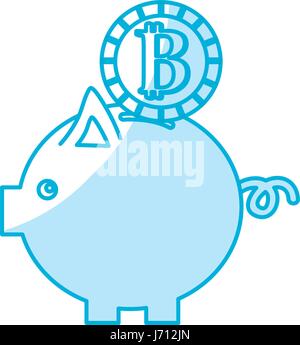 silhouette nice pig to save coin currency broken Stock Vector
