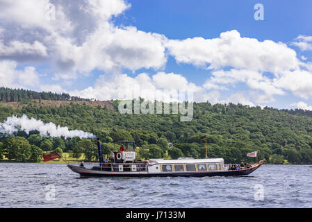 National Trust steam gondola on Coniston. Lakes Stock Photo