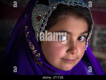 Bakhtiari kid wearing traditional costume in Chelgerd, Iran Stock Photo