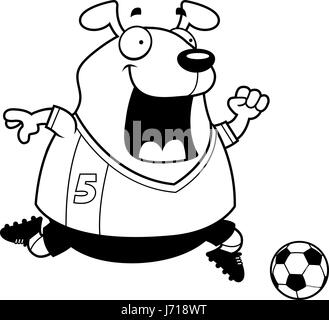 A cartoon illustration of a dog playing soccer. Stock Vector