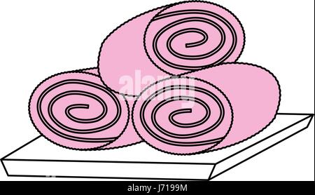 color silhouette with set of rolled up towels Stock Vector