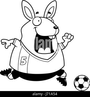 A cartoon illustration of a rabbit playing soccer. Stock Vector