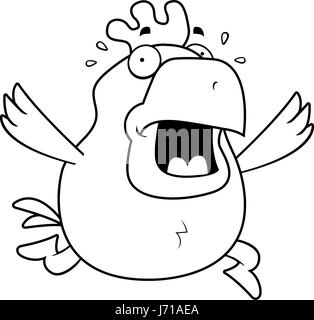 A cartoon rooster running in a panic. Stock Vector