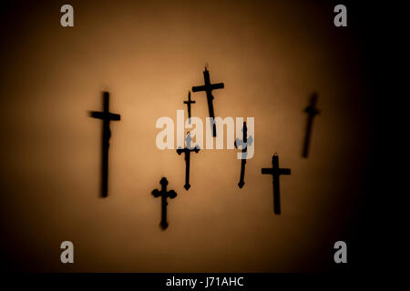 crosses floating in space Stock Photo