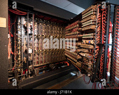 A working recreation of the Turing Machine or Bombe at the home of the WWll codebreakers at Bletchley Park in England. Stock Photo