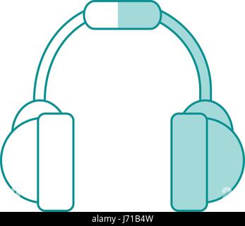 blue shading silhouette of headset stereo sound Stock Vector