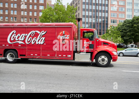 coca-cola truck driving through Washington DC USA Stock Photo